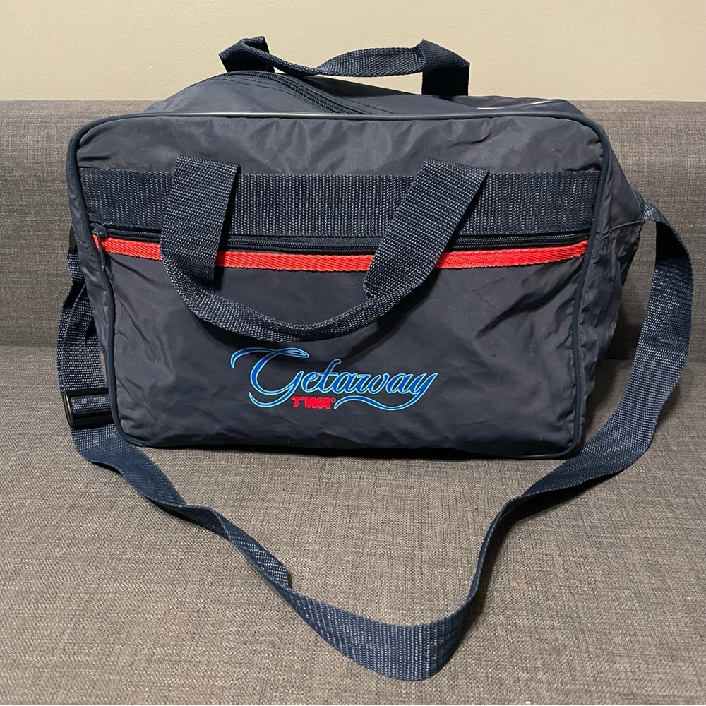 Vintage Blue TWA Getaway Carry-On / Shoulder / Travel Tote Bag